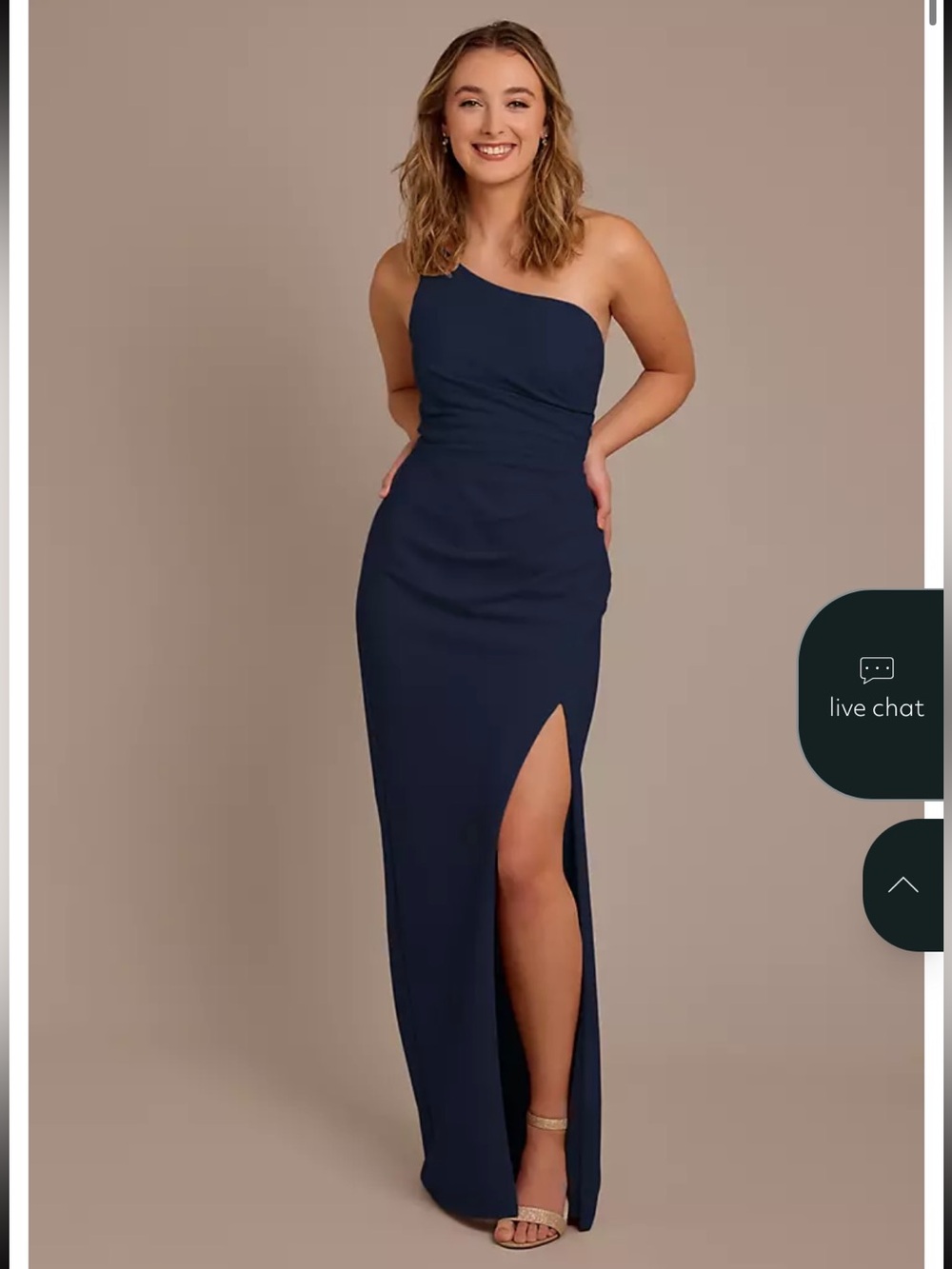 Navy One-Shoulder Evening Gown